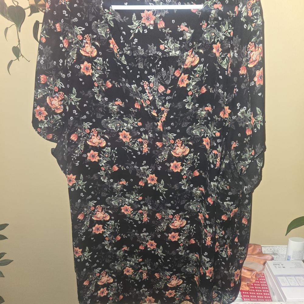 Torrid Black Floral Blouse